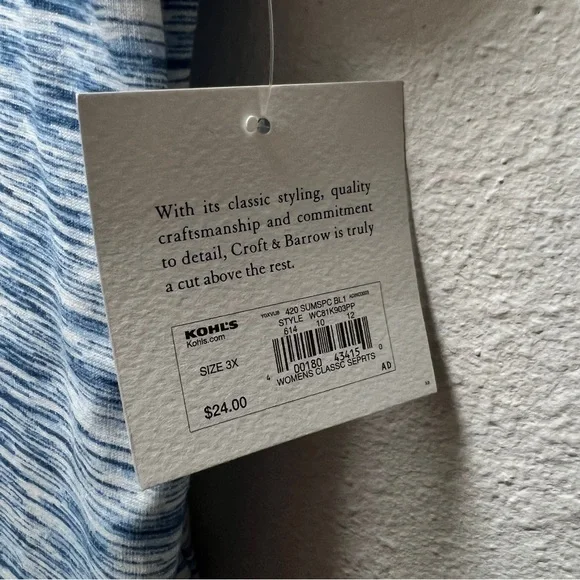 Croft & Barrow Blue Short Sleeve Tee - Picture 4 of 5